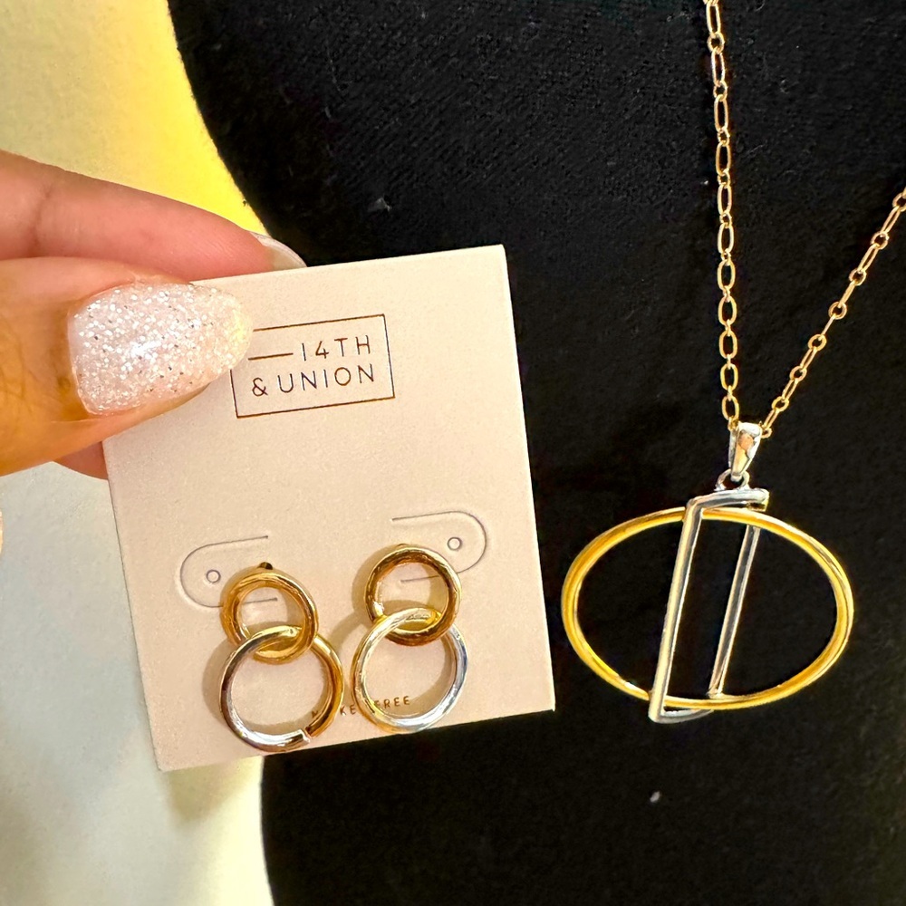 2 ITEM BUNDLE! 14th & Union Mixed Metal necklace and earrings!
